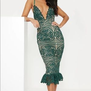 Pretty Little Thing Emerald Lace Dress